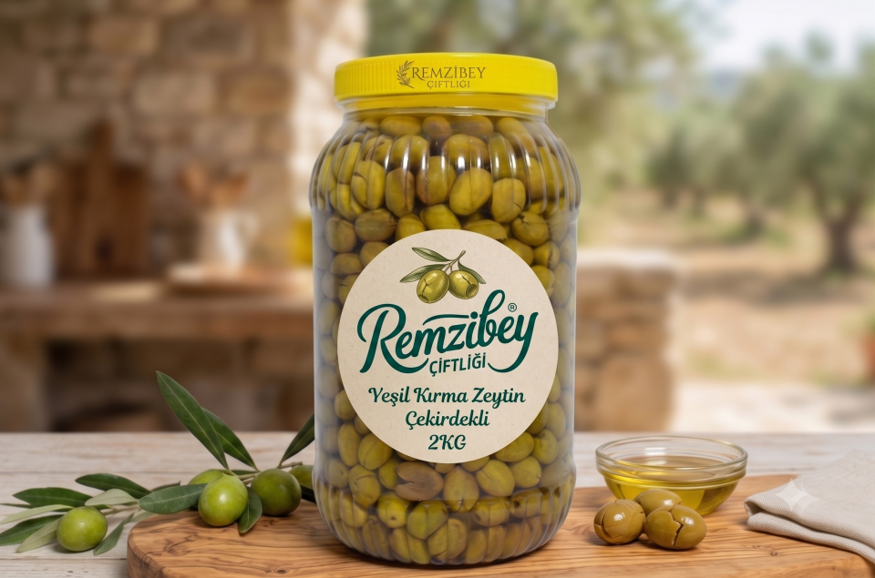 Yeşil Kırma Zeytin Çekirdekli ( 2KG )
