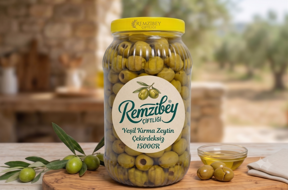 Yeşil Kırma Zeytin Çekirdeksiz ( 1500GR )